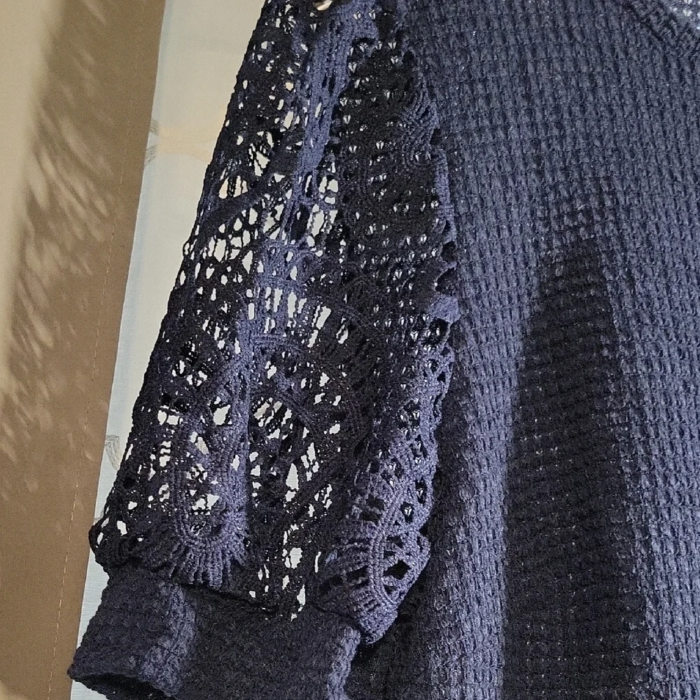 NWOT SHEIN Blue Boxy Ribbed Blouse - Picture 5 of 6